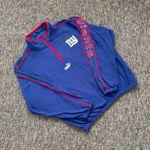 Vintage Puma New York Giants NFL Fleece Quarter Zip Pullover Mens Large Blue